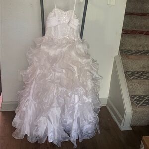 Ivory Vintage Beaded Flower Bodice Formal Dress